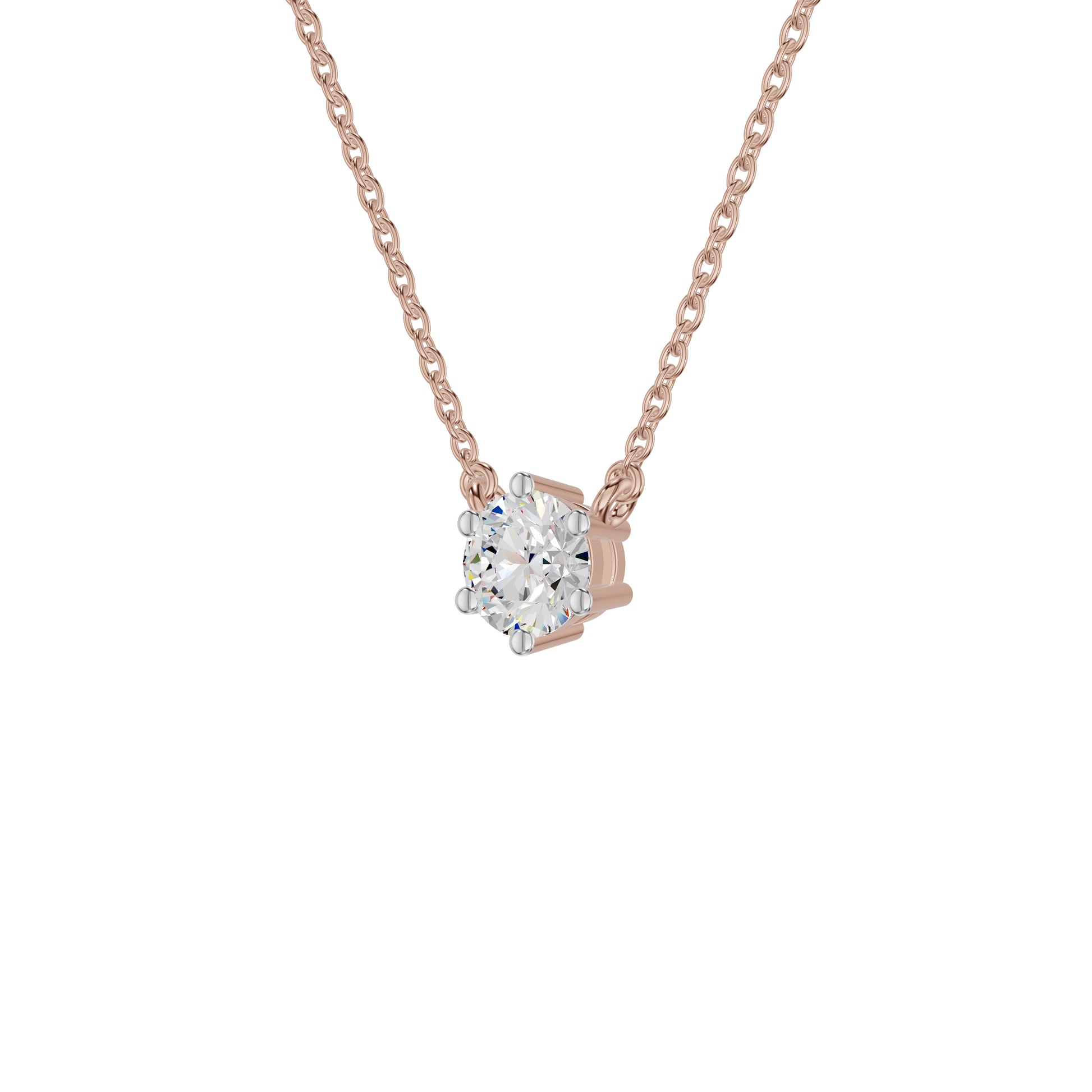 V Shaped Round Diamond Pendant 18 KT / Rose Gold