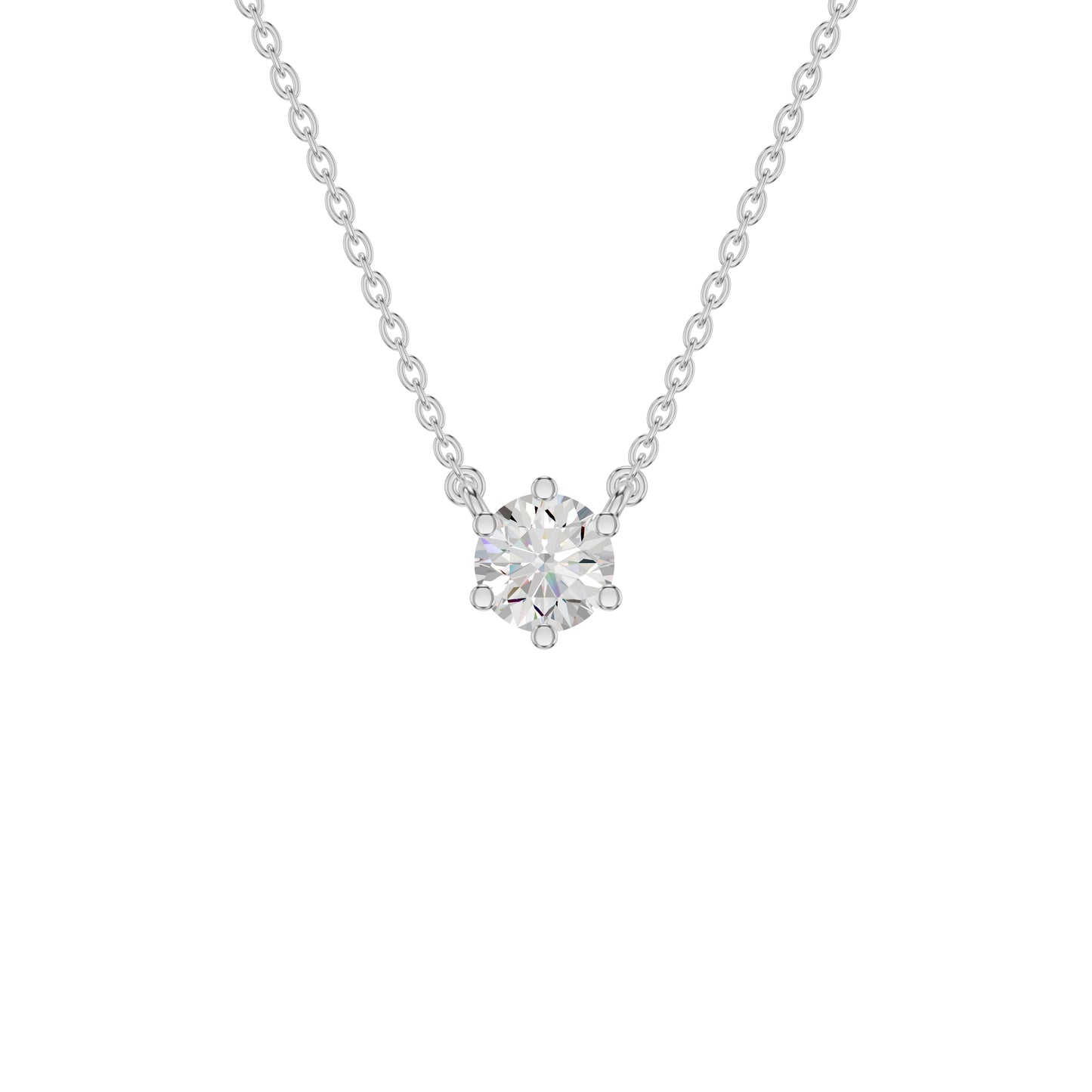 V Shaped Round Diamond Pendant 18 KT / White Gold