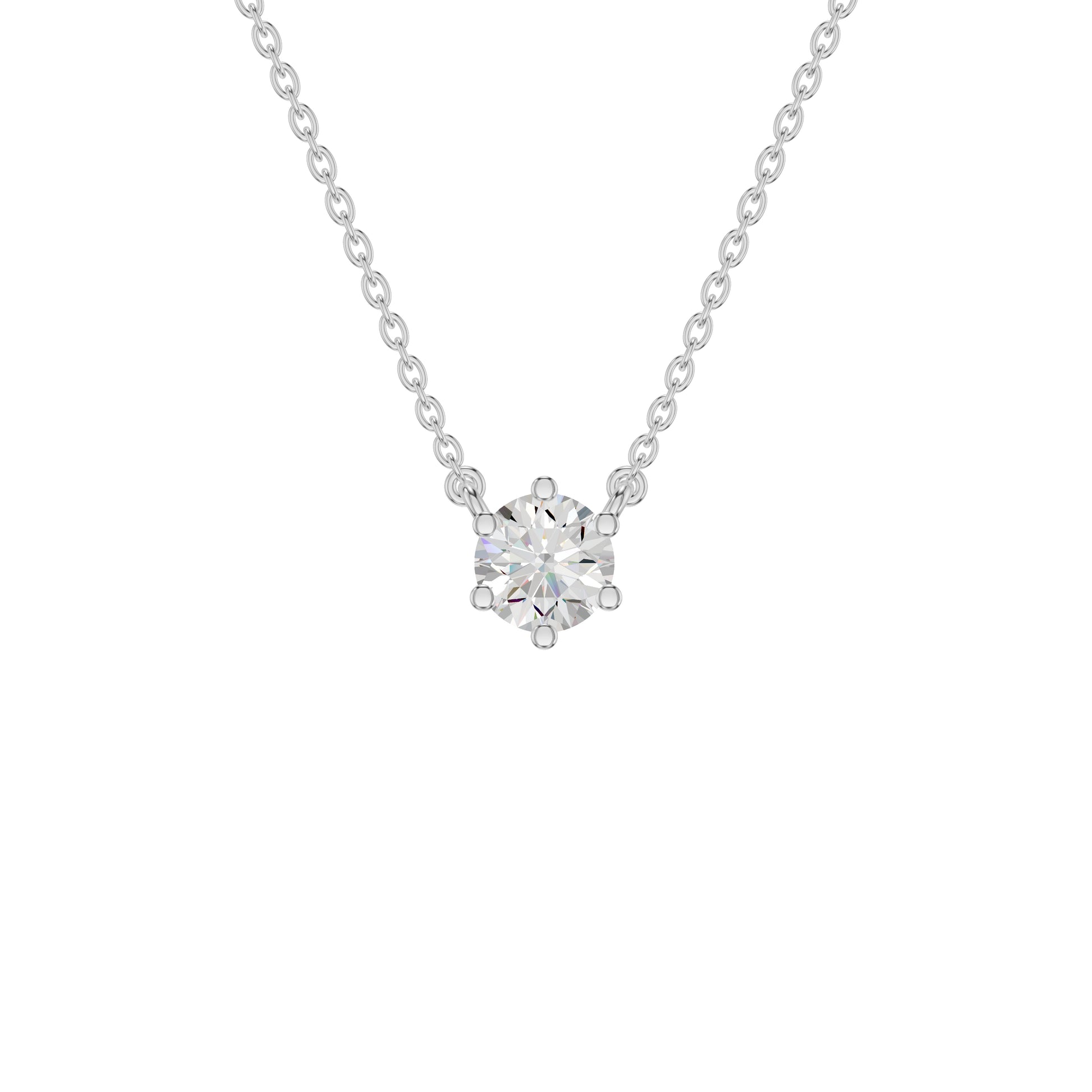V Shaped Round Diamond Pendant 18 KT / White Gold