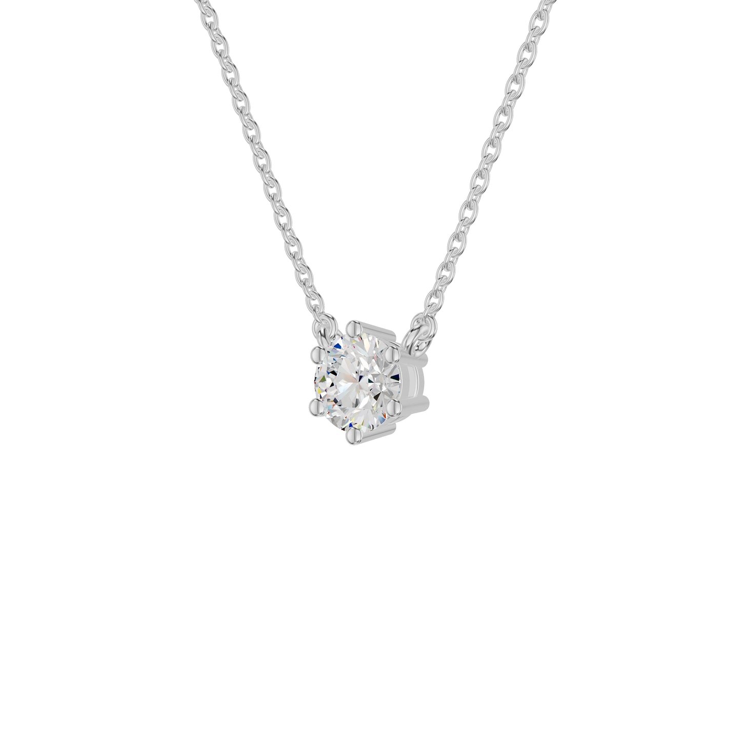 V Shaped Round Diamond Pendant 18 KT / White Gold