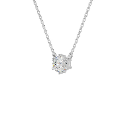 V Shaped Round Diamond Pendant 18 KT / White Gold
