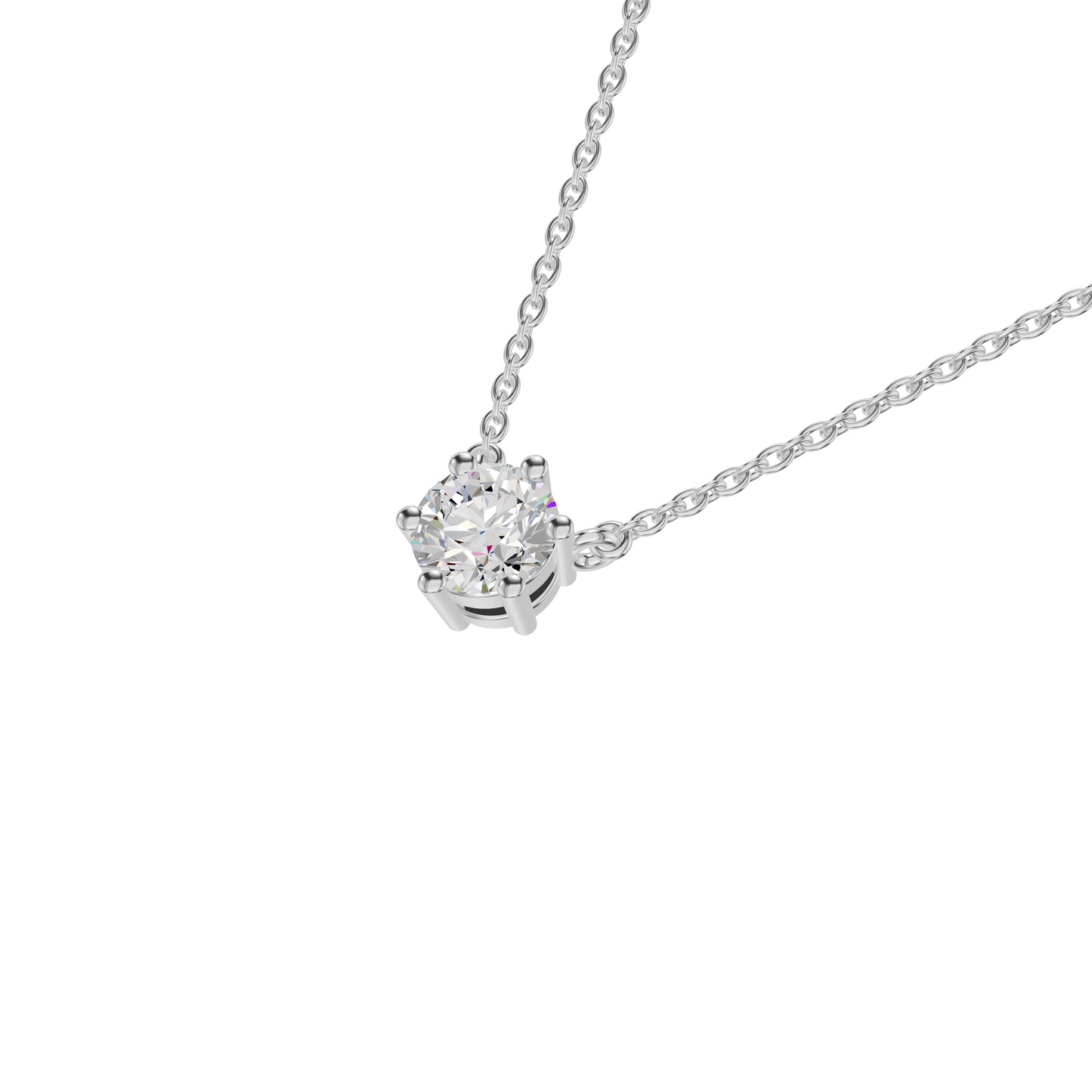 V Shaped Round Diamond Pendant 18 KT / White Gold