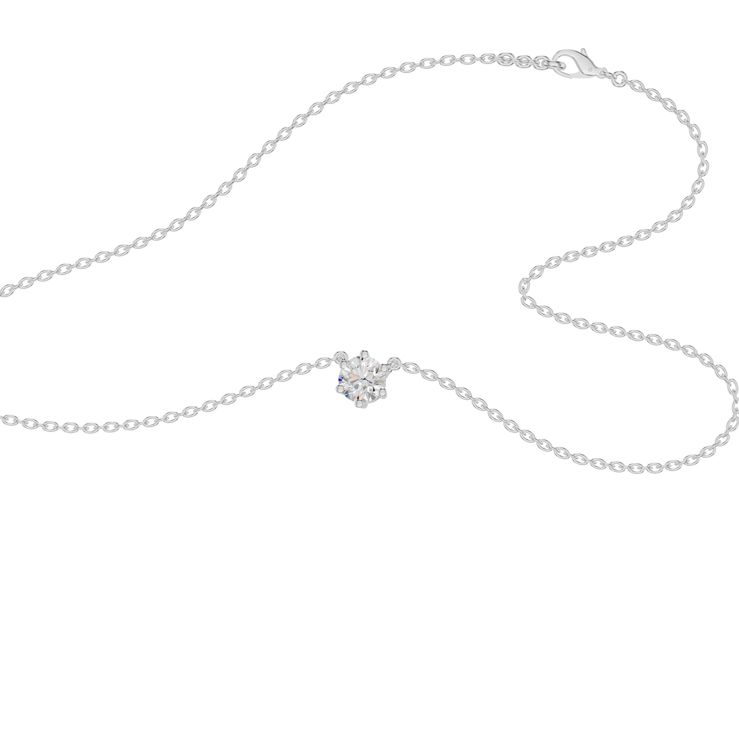 V Shaped Round Diamond Pendant 18 KT / White Gold