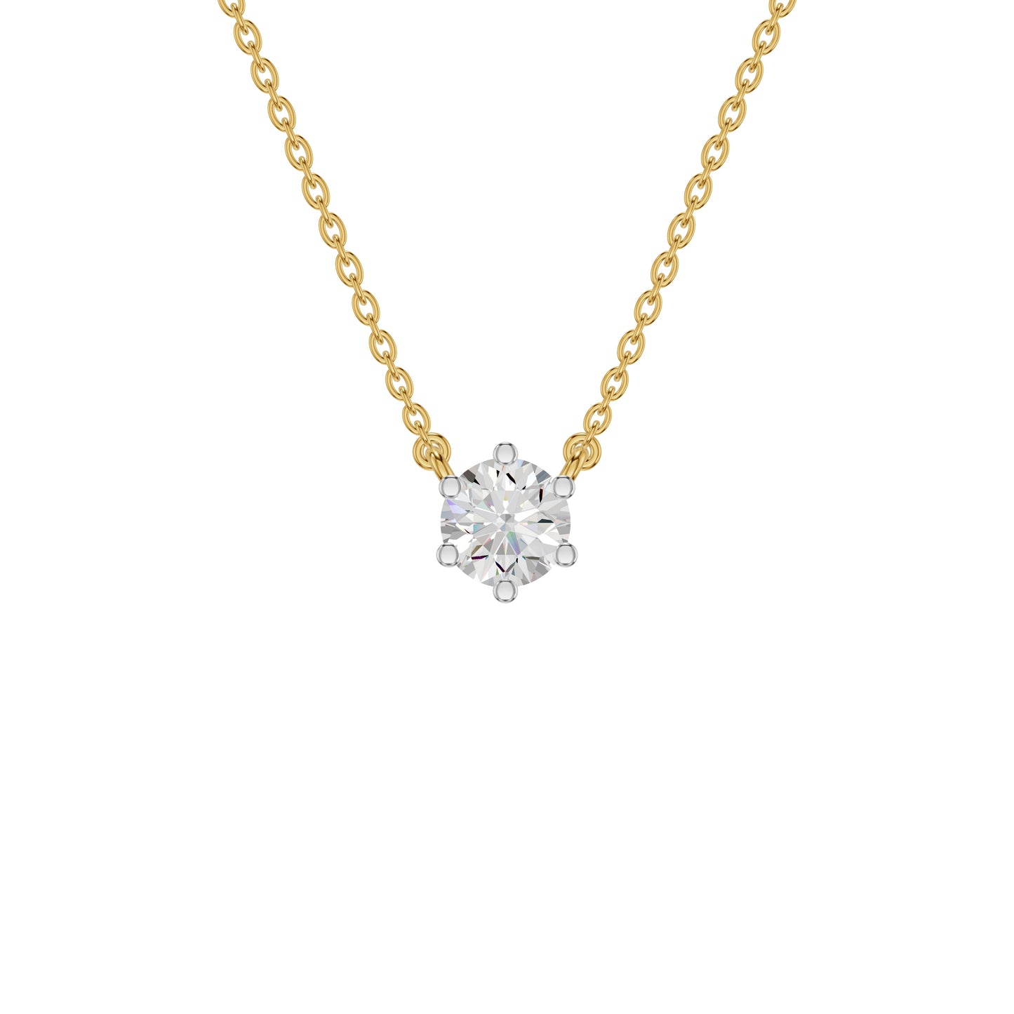 V Shaped Round Diamond Pendant 18 KT / Yellow Gold