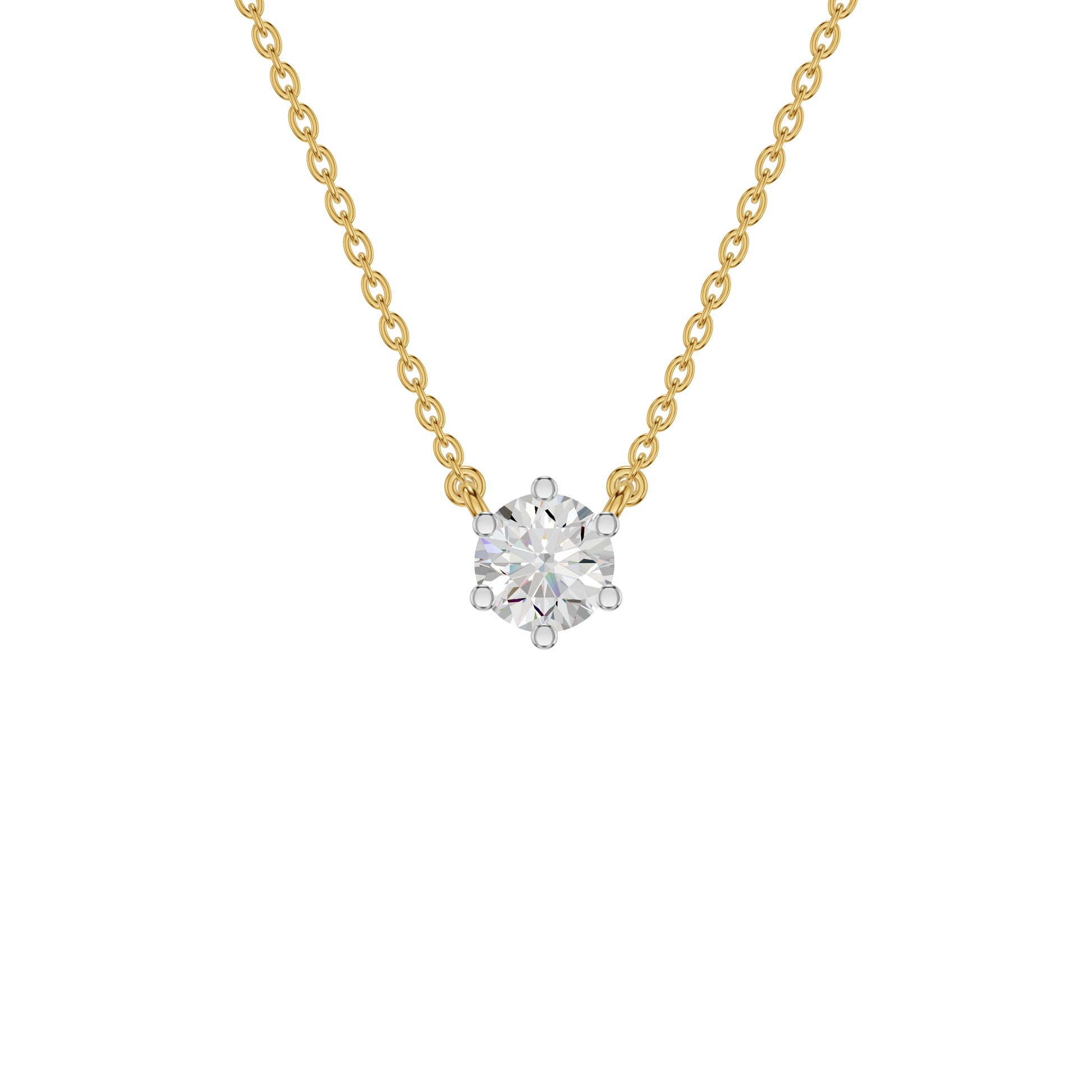 V Shaped Round Diamond Pendant 18 KT / Yellow Gold