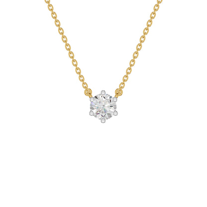V Shaped Round Diamond Pendant 18 KT / Yellow Gold