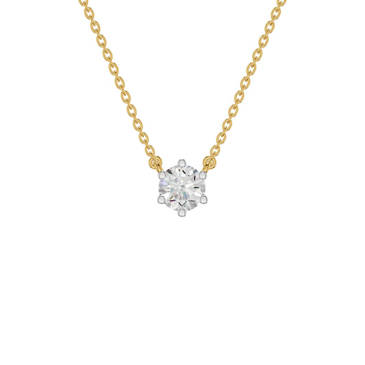 V Shaped Round Diamond Pendant 18 KT / Yellow Gold