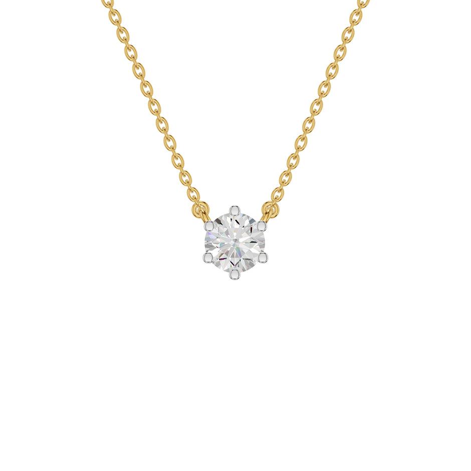 V Shaped Round Diamond Pendant 18 KT / Yellow Gold