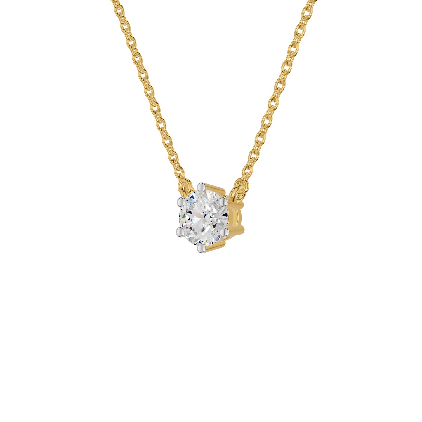 V Shaped Round Diamond Pendant 18 KT / Yellow Gold