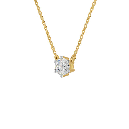 V Shaped Round Diamond Pendant 18 KT / Yellow Gold