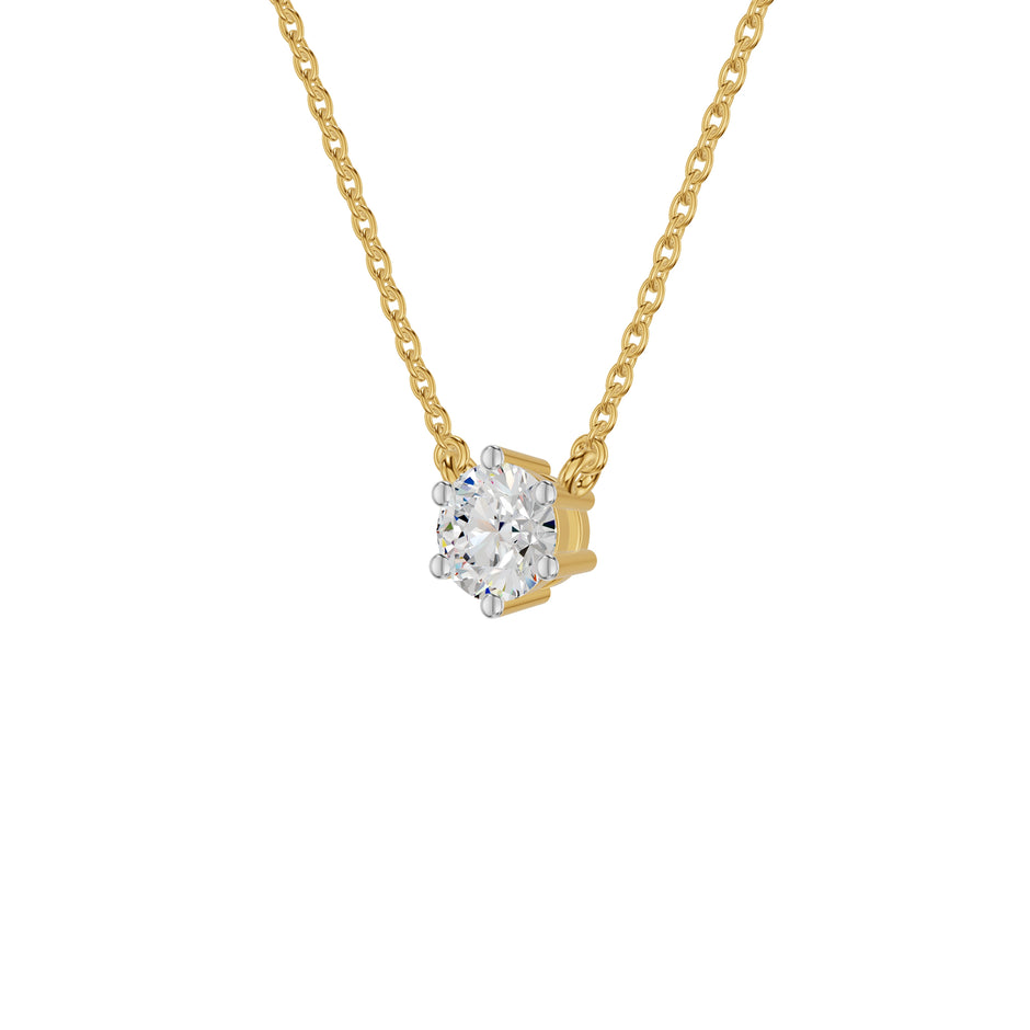 V Shaped Round Diamond Pendant 18 KT / Yellow Gold