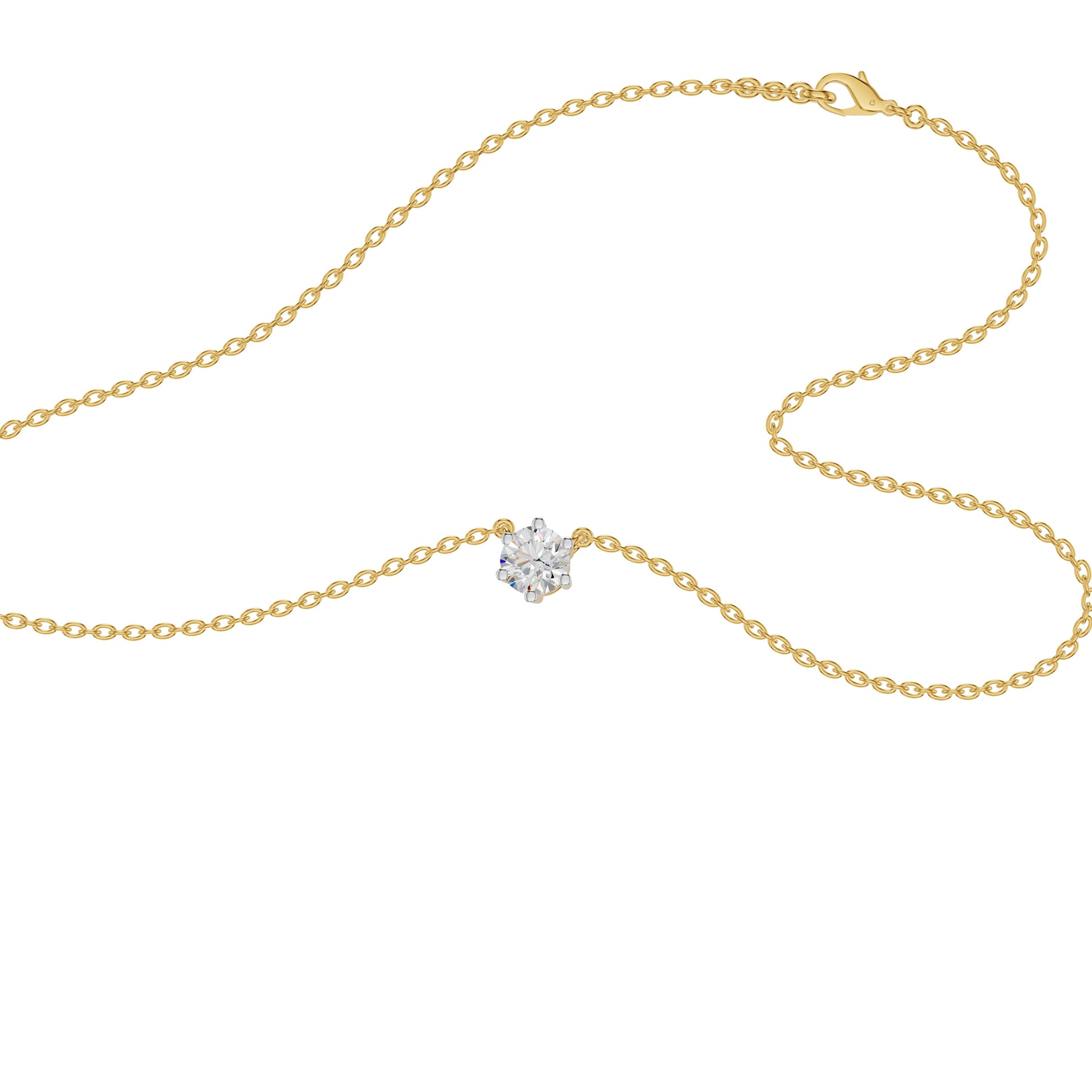 V Shaped Round Diamond Pendant 18 KT / Yellow Gold