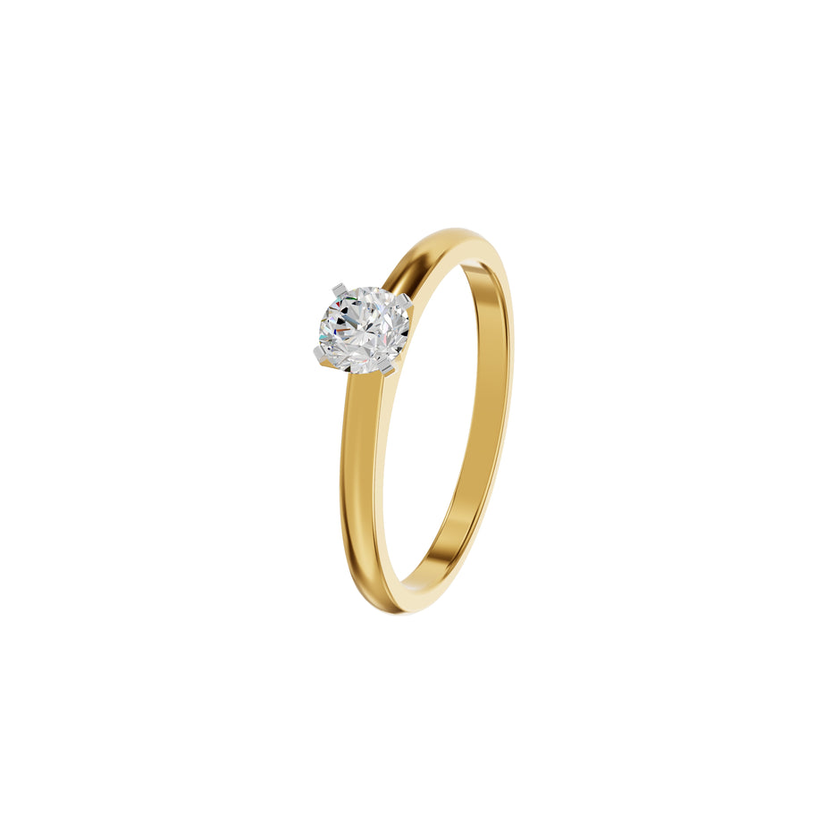 Emily Classic Round Diamond Ring 18 KT / Yellow Gold / 18