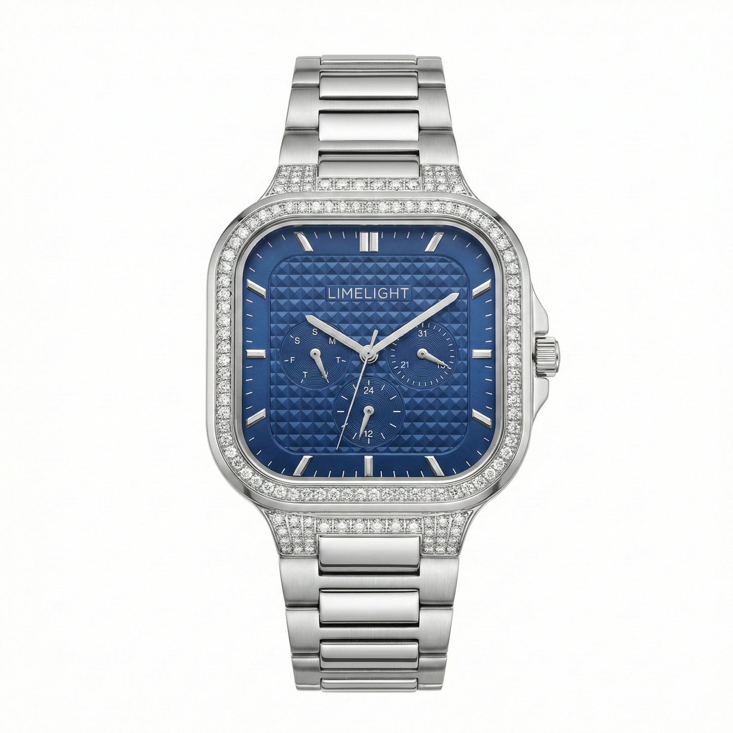 Meridian, 39MM Square Case, Quartz Analogue Watch with Metal Strap for Men, 50M Water Resistance
