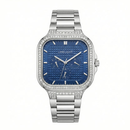 Meridian, 39MM Square Case, Quartz Analogue Watch with Metal Strap for Men, 50M Water Resistance