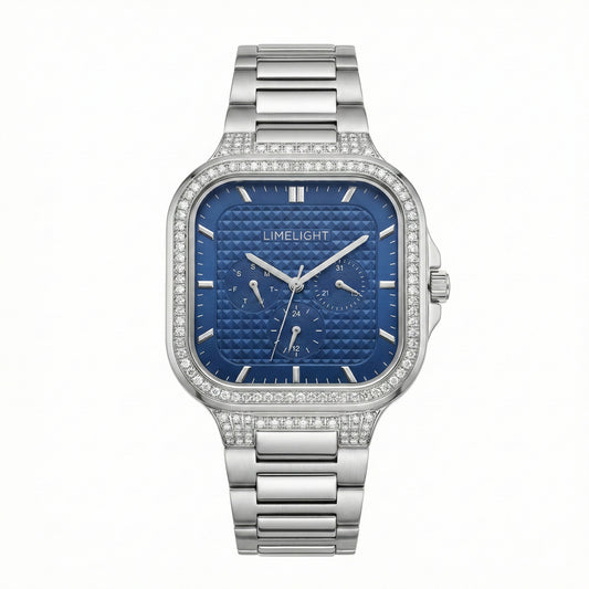 Meridian, 39MM Square Case, Quartz Analogue Watch with Metal Strap for Men, 50M Water Resistance