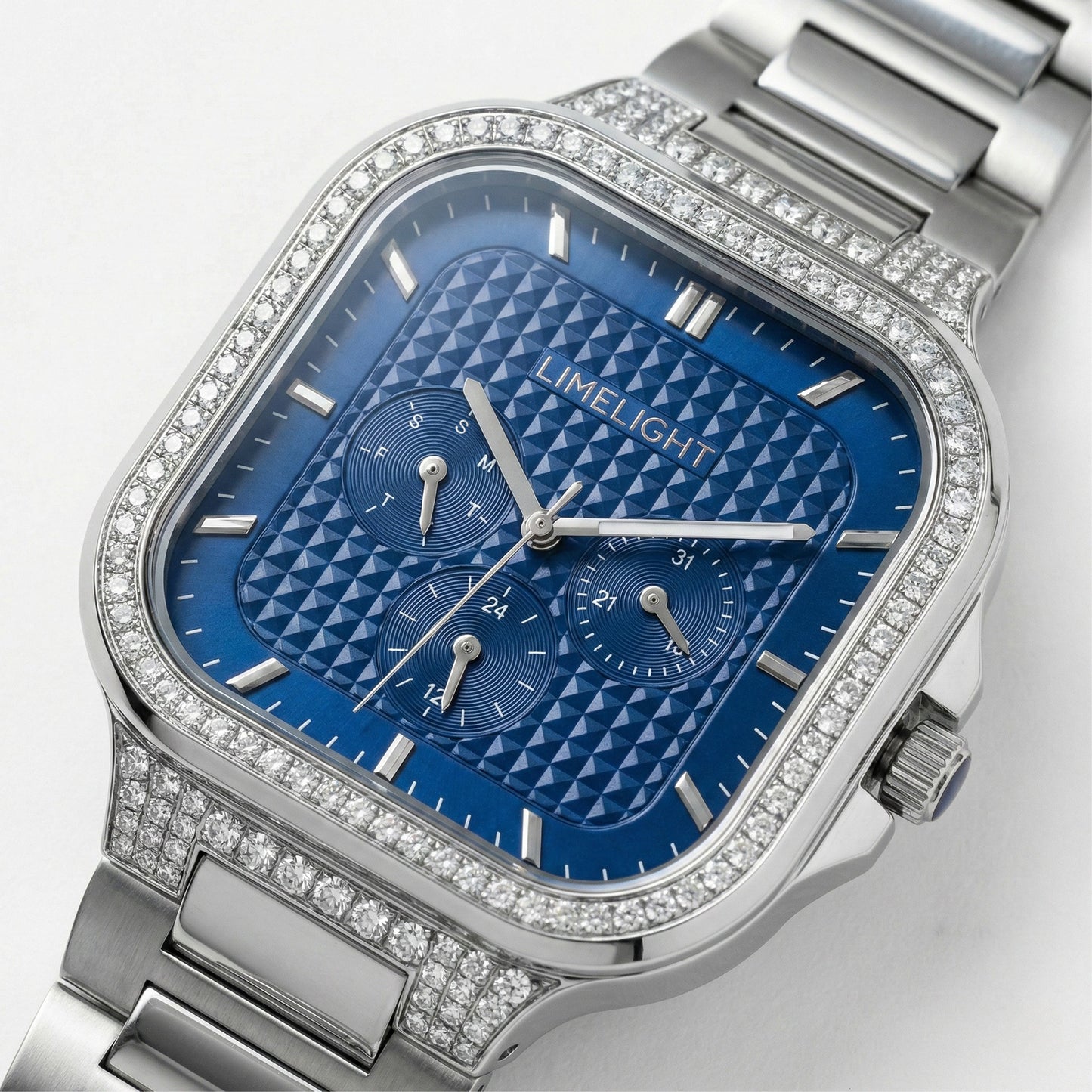 Meridian, 39MM Square Case, Quartz Analogue Watch with Metal Strap for Men, 50M Water Resistance