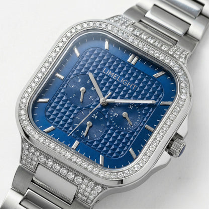 Meridian, 39MM Square Case, Quartz Analogue Watch with Metal Strap for Men, 50M Water Resistance