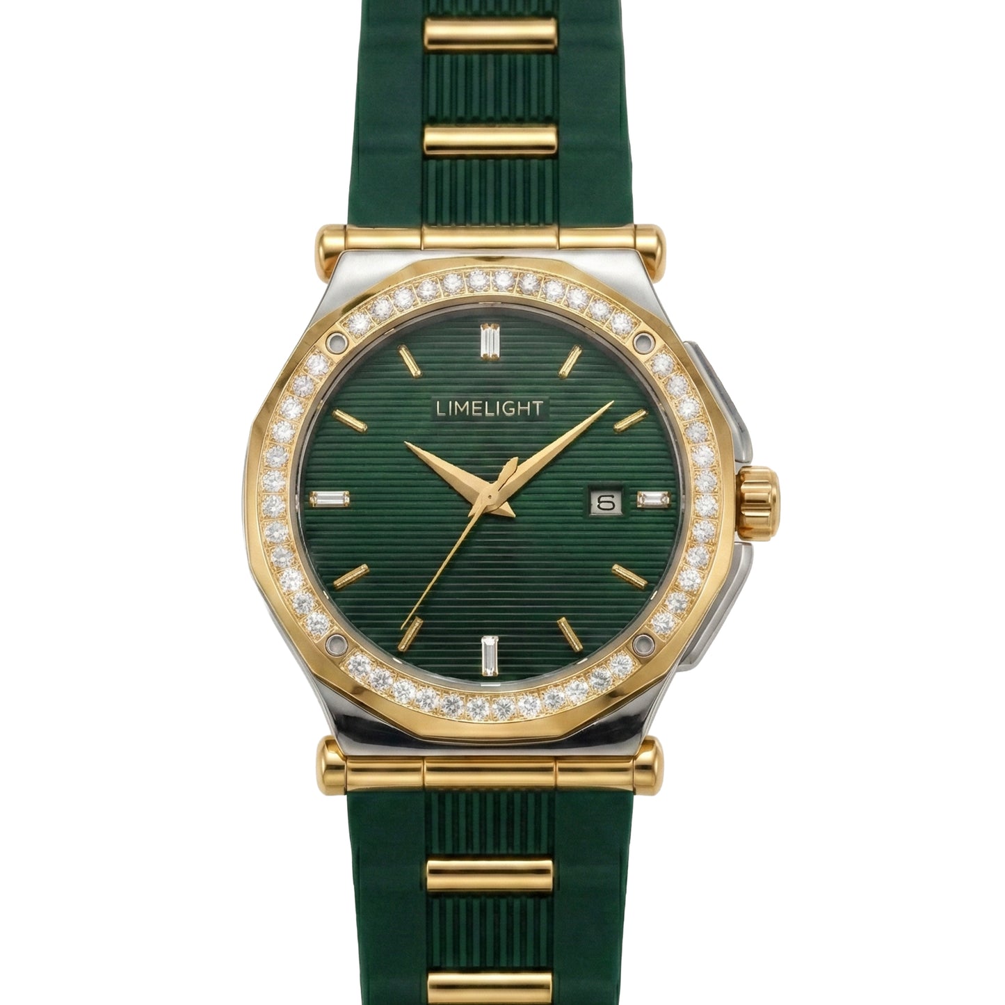 Pinstripe Baguette Edition, 43MM Round Case, Quartz Analogue Watch with Silicon Strap for Men, 50M Water Resistance