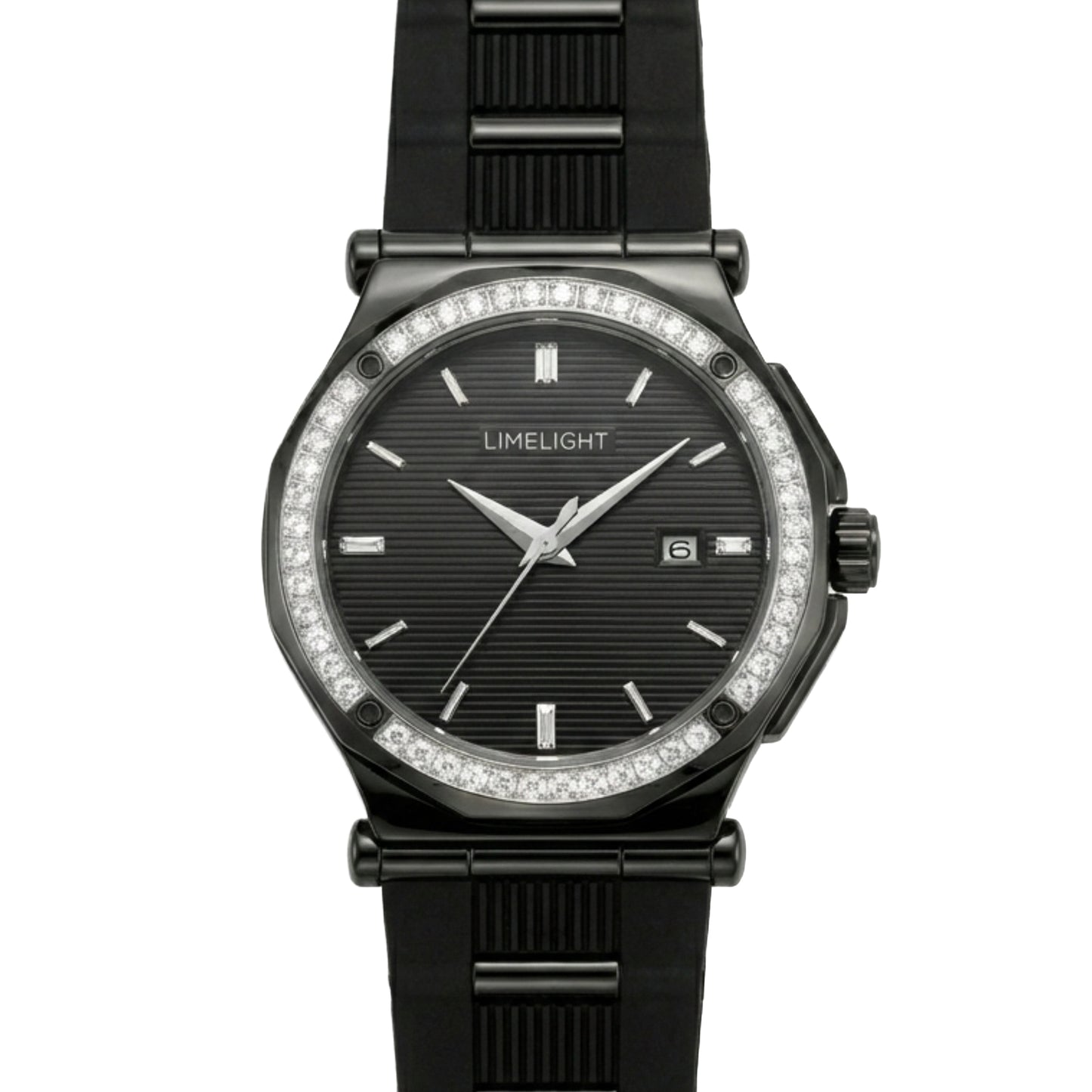 Pinstripe Baguette Edition, 43MM Round Case, Quartz Analogue Watch with Silicon Strap for Men, 50M Water Resistance