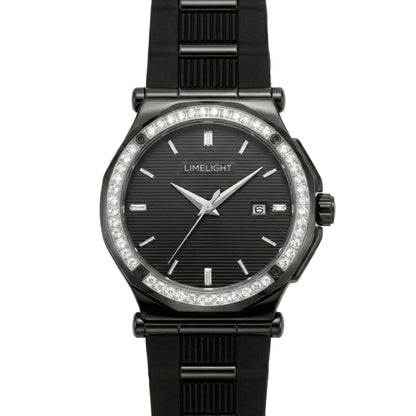 Pinstripe Baguette Edition, 43MM Round Case, Quartz Analogue Watch with Silicon Strap for Men, 50M Water Resistance