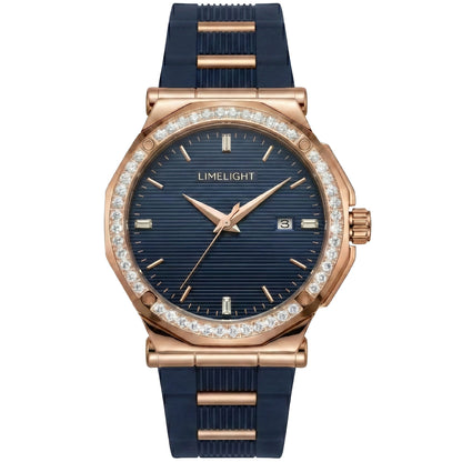 Pinstripe Baguette Edition, 43MM Round Case, Quartz Analogue Watch with Silicon Strap for Men, 50M Water Resistance