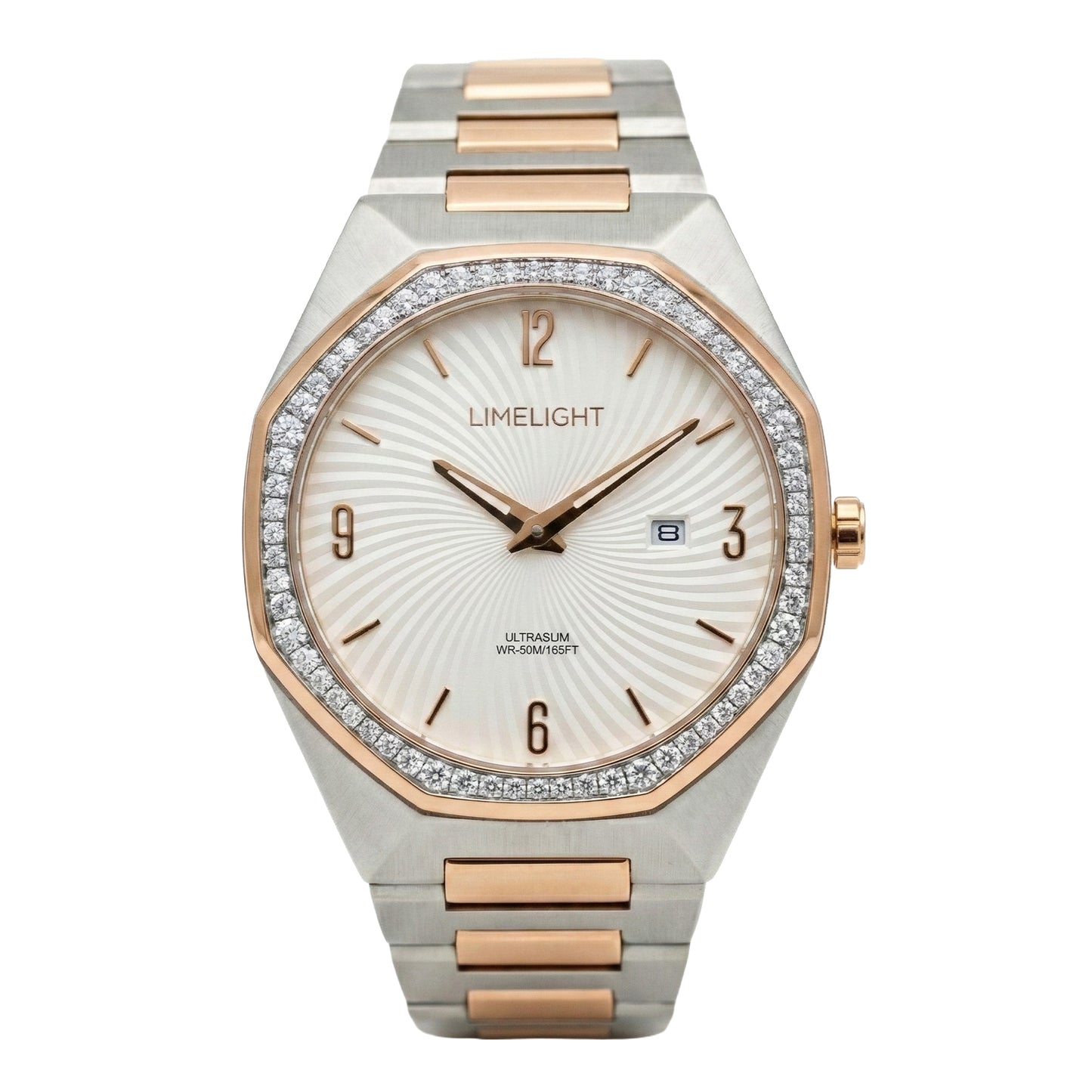Sunray Series, 42MM Round Case, Two Toned Quartz Analogue Watch with Metal Band for Men, 50M Water Resistance
