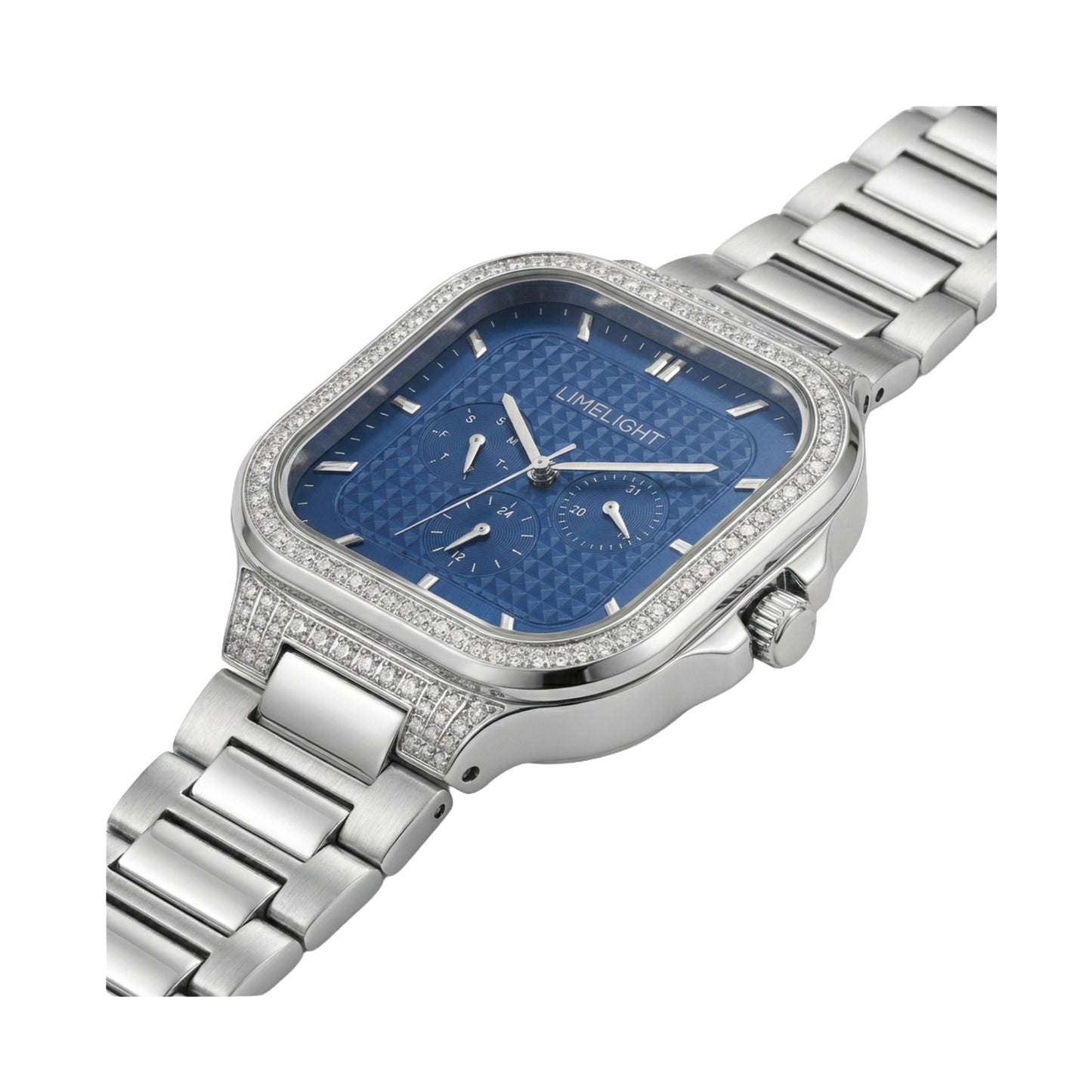 Meridian, 39MM Square Case, Quartz Analogue Watch with Metal Strap for Men, 50M Water Resistance