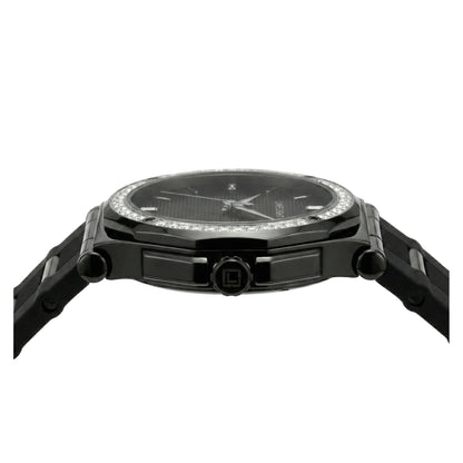 Pinstripe Baguette Edition, 43MM Round Case, Quartz Analogue Watch with Silicon Strap for Men, 50M Water Resistance