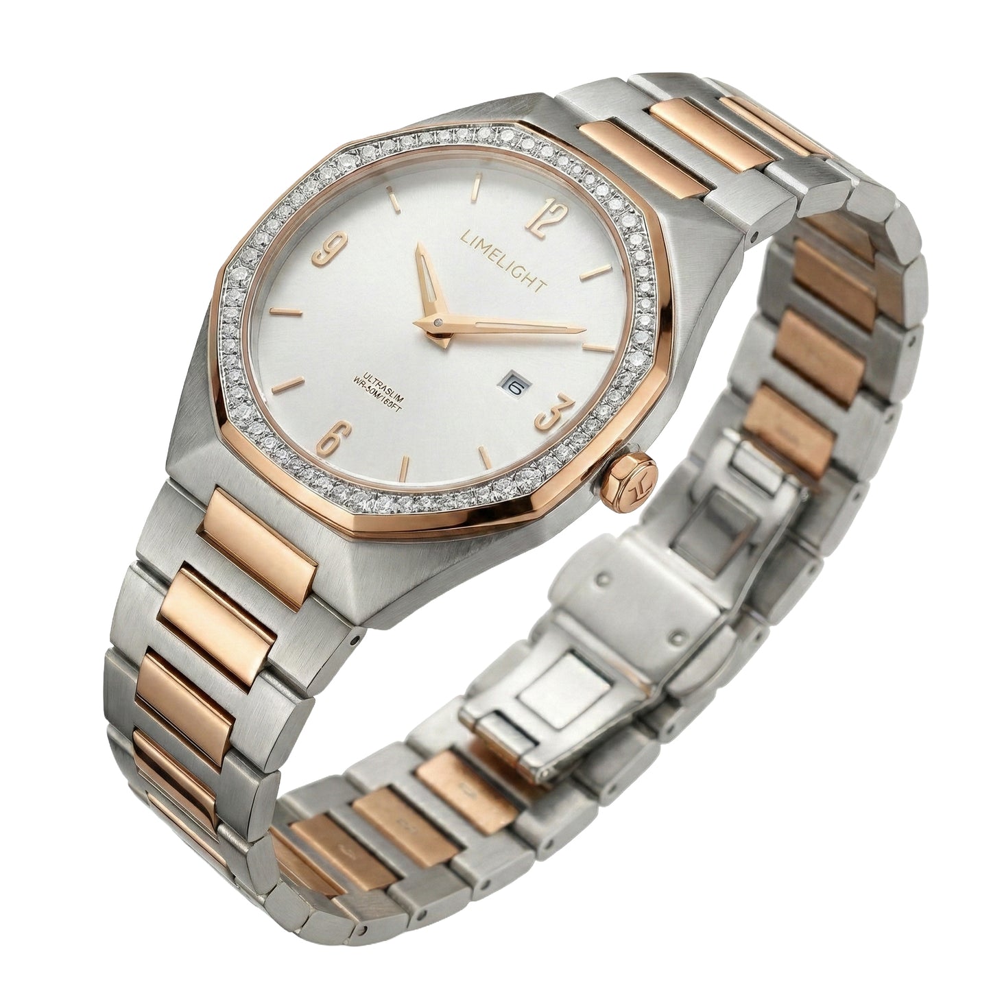 Sunray Series, 42MM Round Case, Two Toned Quartz Analogue Watch with Metal Band for Men, 50M Water Resistance