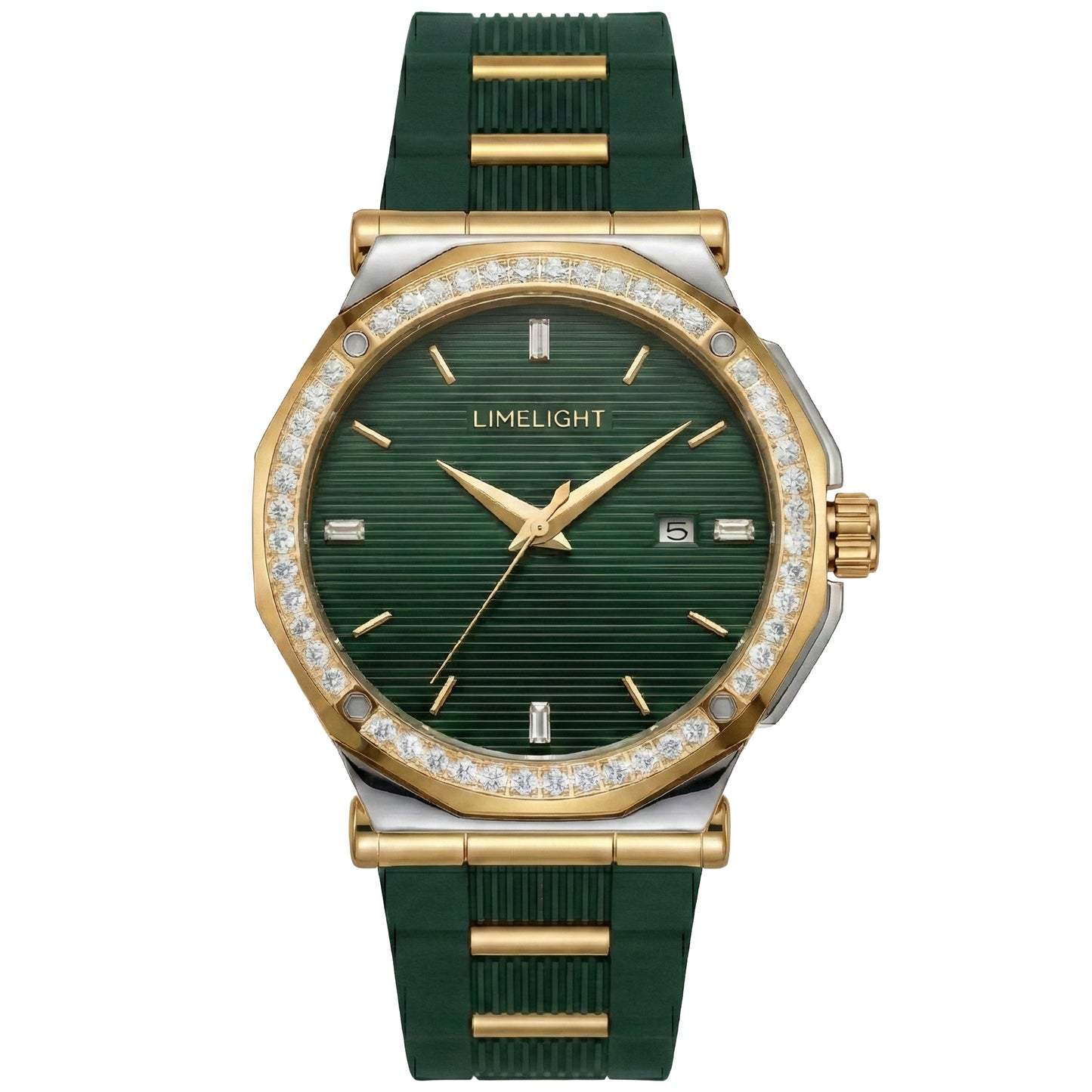 Pinstripe Baguette Edition, 43MM Round Case, Quartz Analogue Watch with Silicon Strap for Men, 50M Water Resistance