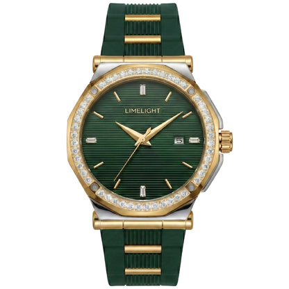 Pinstripe Baguette Edition, 43MM Round Case, Quartz Analogue Watch with Silicon Strap for Men, 50M Water Resistance