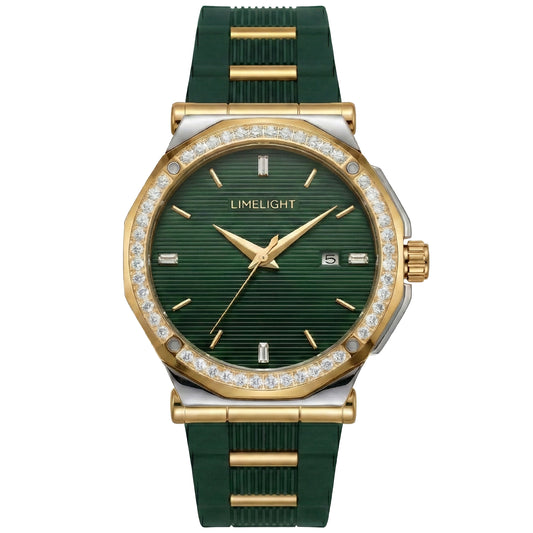 Pinstripe Baguette Edition, 43MM Round Case, Quartz Analogue Watch with Silicon Strap for Men, 50M Water Resistance
