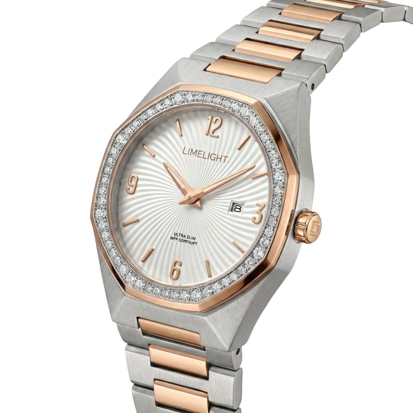 Sunray Series, 42MM Round Case, Two Toned Quartz Analogue Watch with Metal Band for Men, 50M Water Resistance