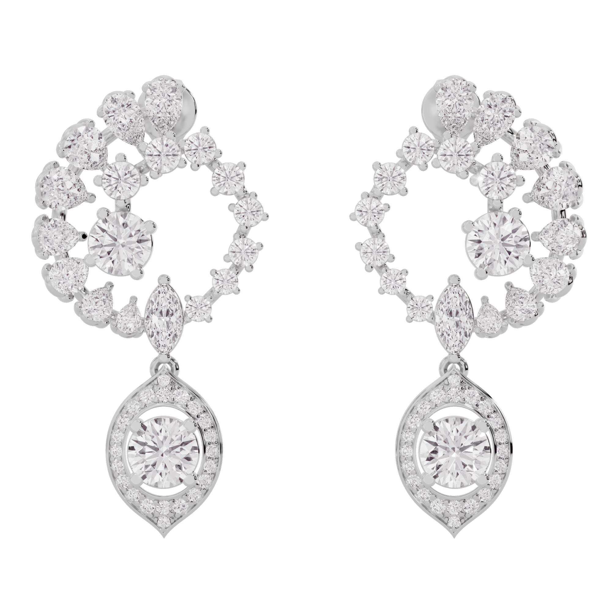 Regal Reverie Diamond Blossom Earrings