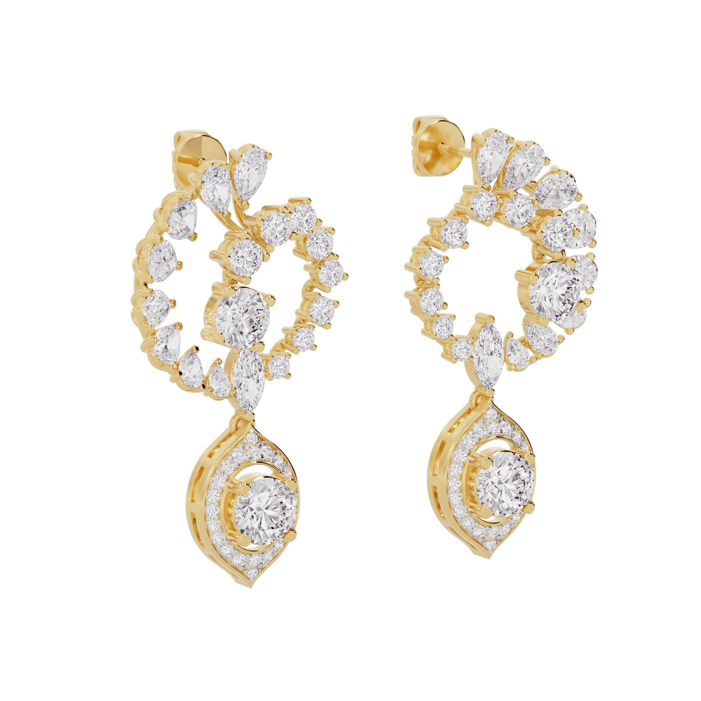 Regal Reverie Diamond Blossom Earrings