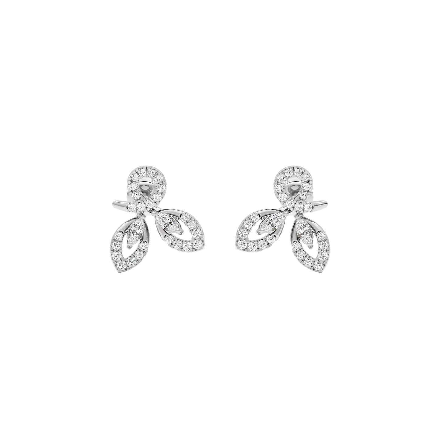 Tri-Petal Shine Diamond Earrings