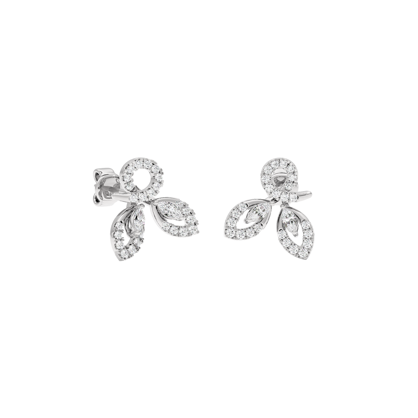 Tri-Petal Shine Diamond Earrings