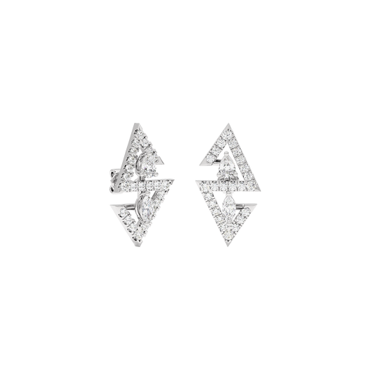 Angular Spark Two Tone Diamond Earring