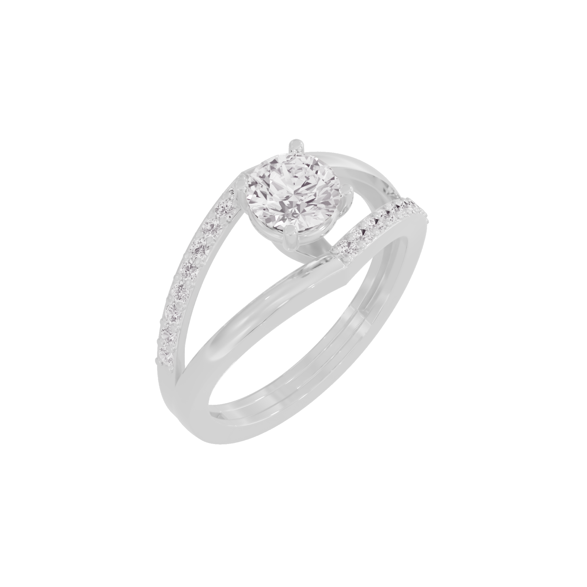 High-Polished Charm Diamond Ring