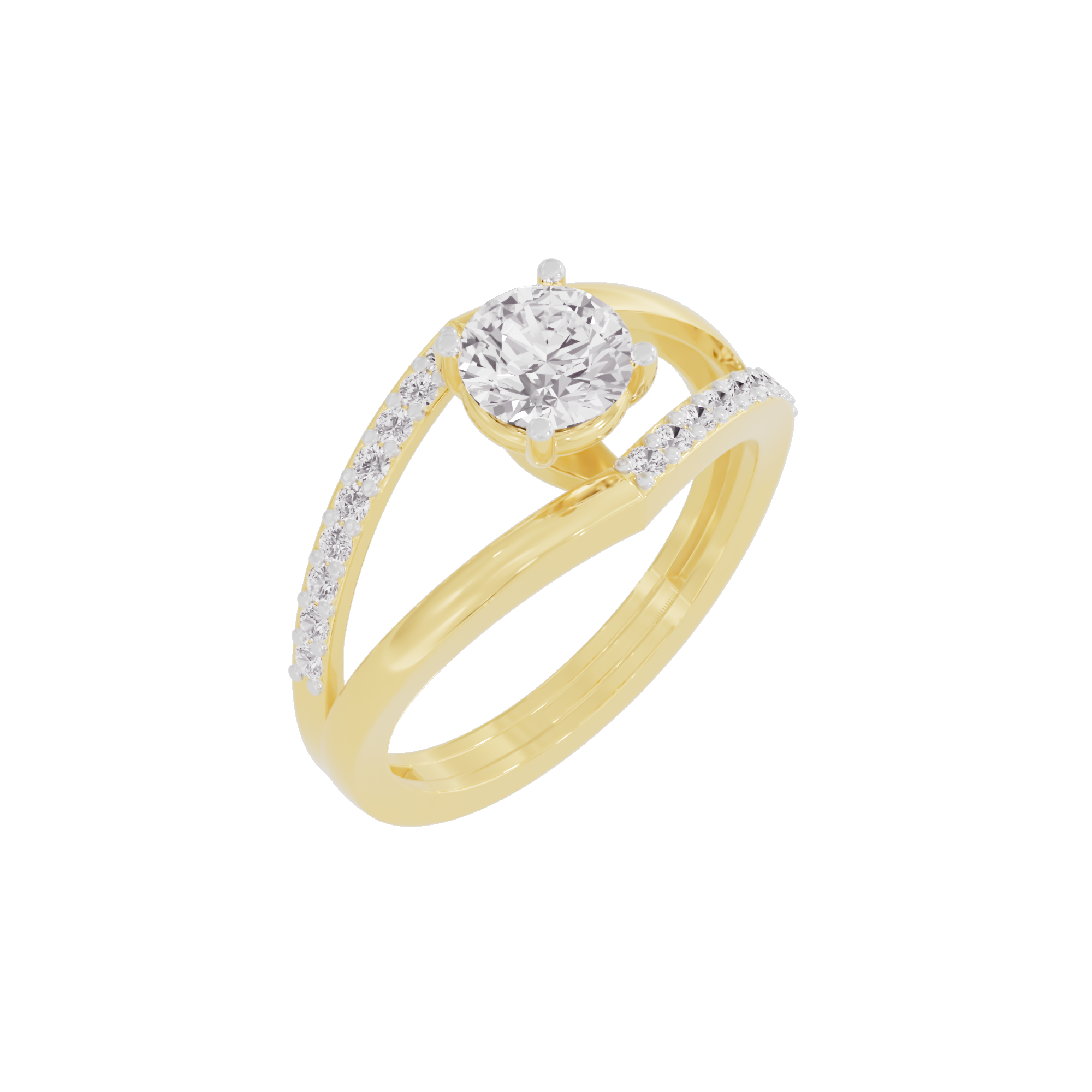 High-Polished Charm Diamond Ring