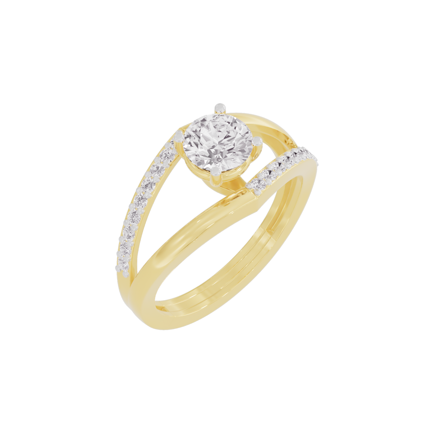 High-Polished Charm Diamond Ring