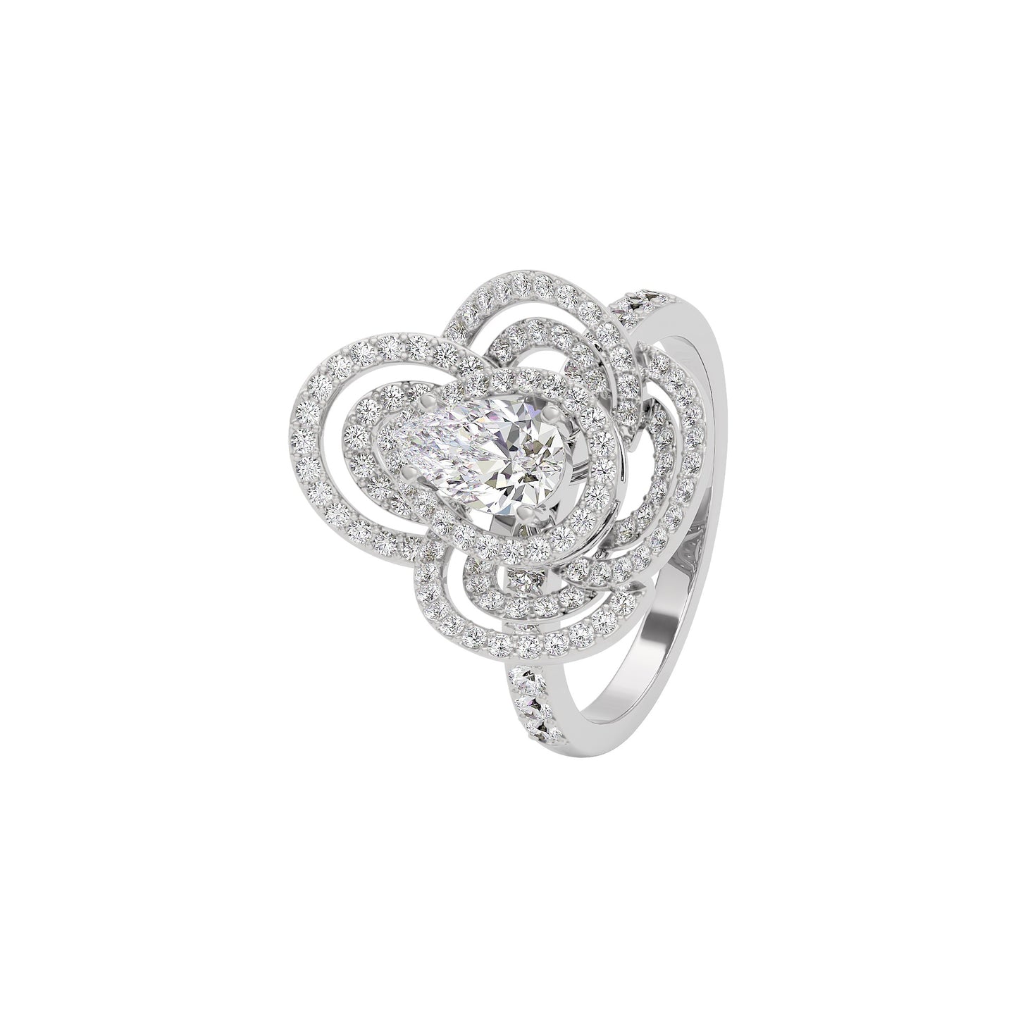 Serene Cluster Diamond Ring 18 KT / White Gold / 22