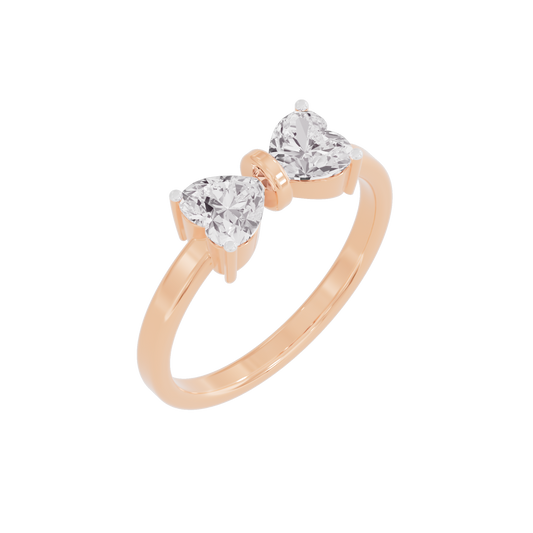 Crescent Heart Diamond Ring