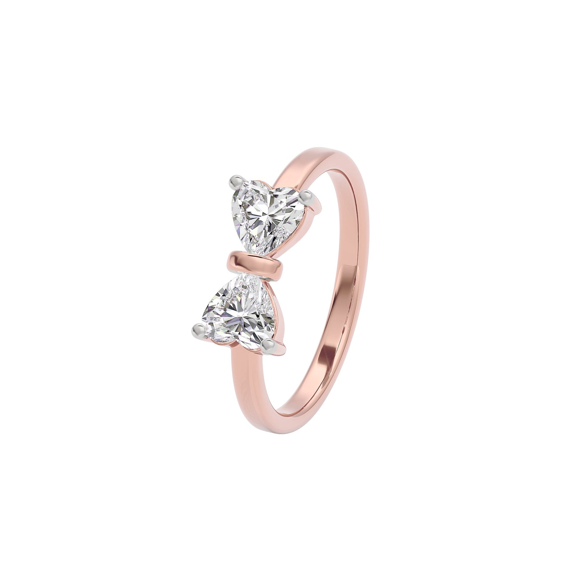 Crescent Heart Diamond Ring 18 KT / Rose Gold / 22