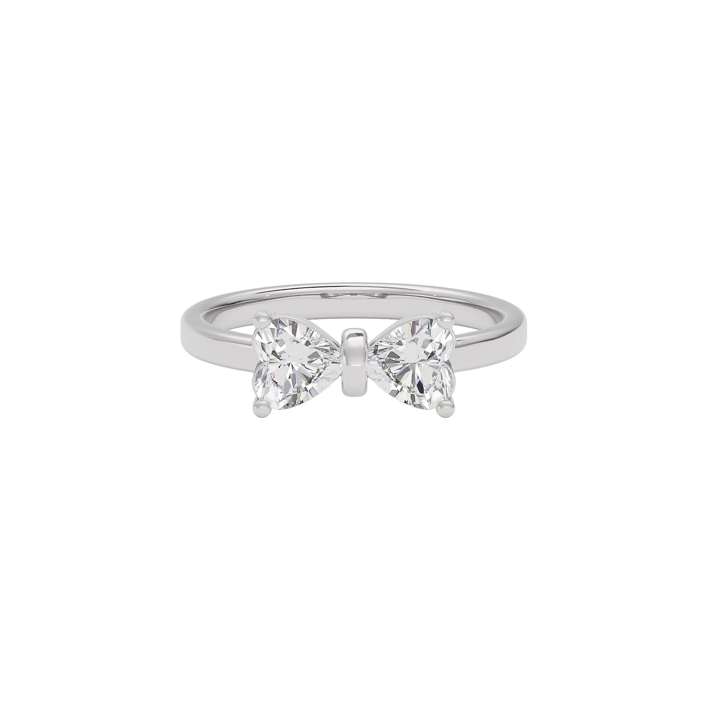 Crescent Heart Diamond Ring 18 KT / White Gold / 22