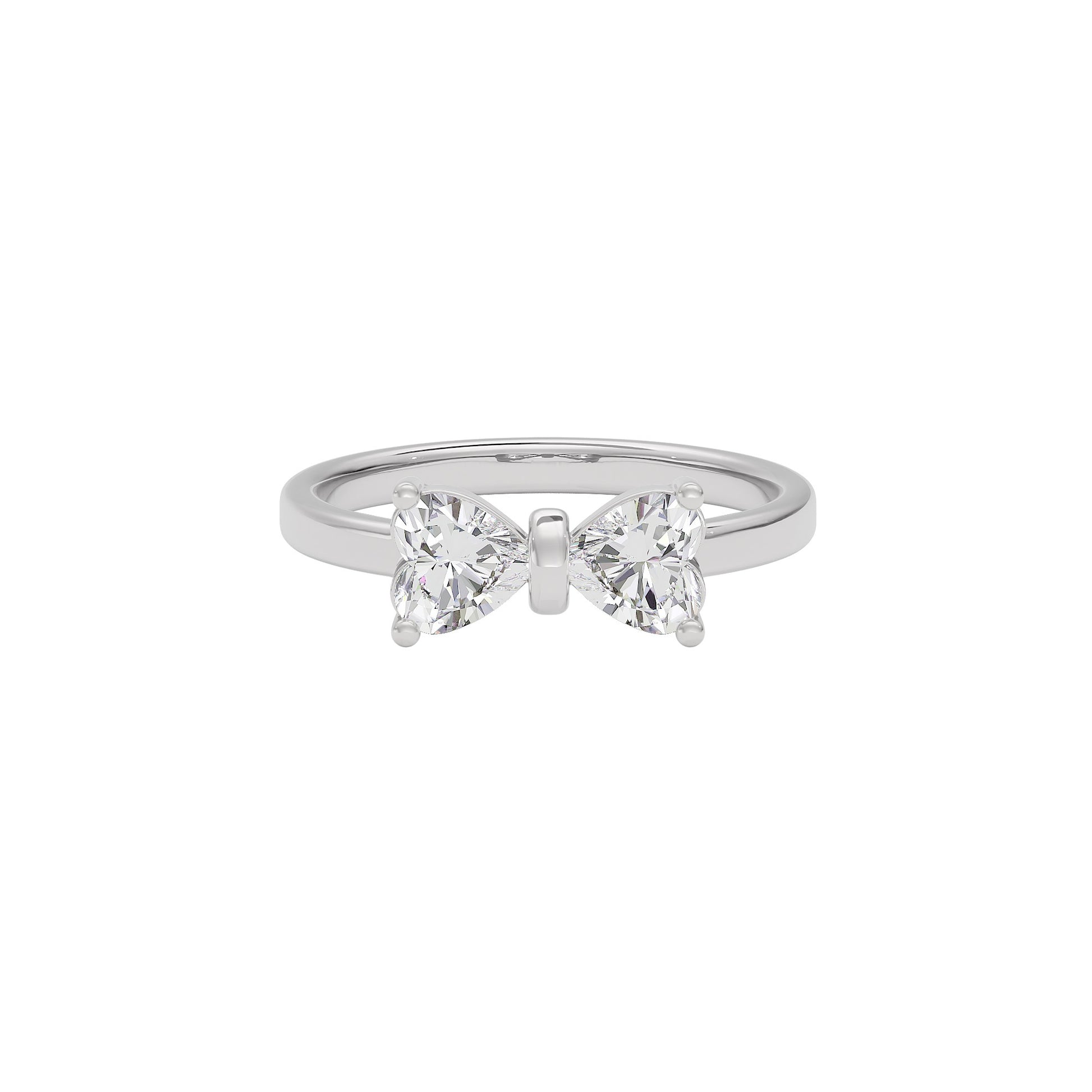 Crescent Heart Diamond Ring 18 KT / White Gold / 22