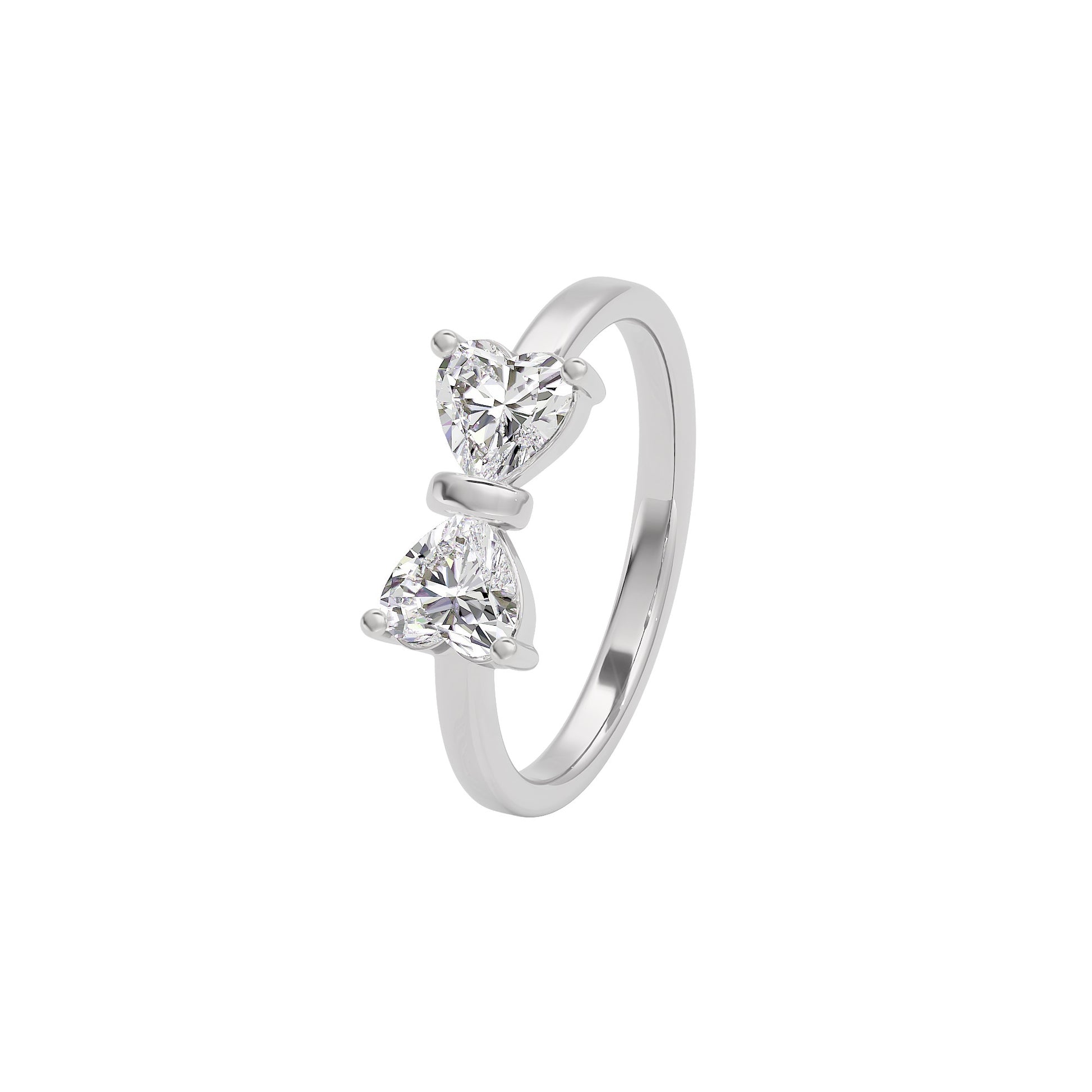 Crescent Heart Diamond Ring 18 KT / White Gold / 22