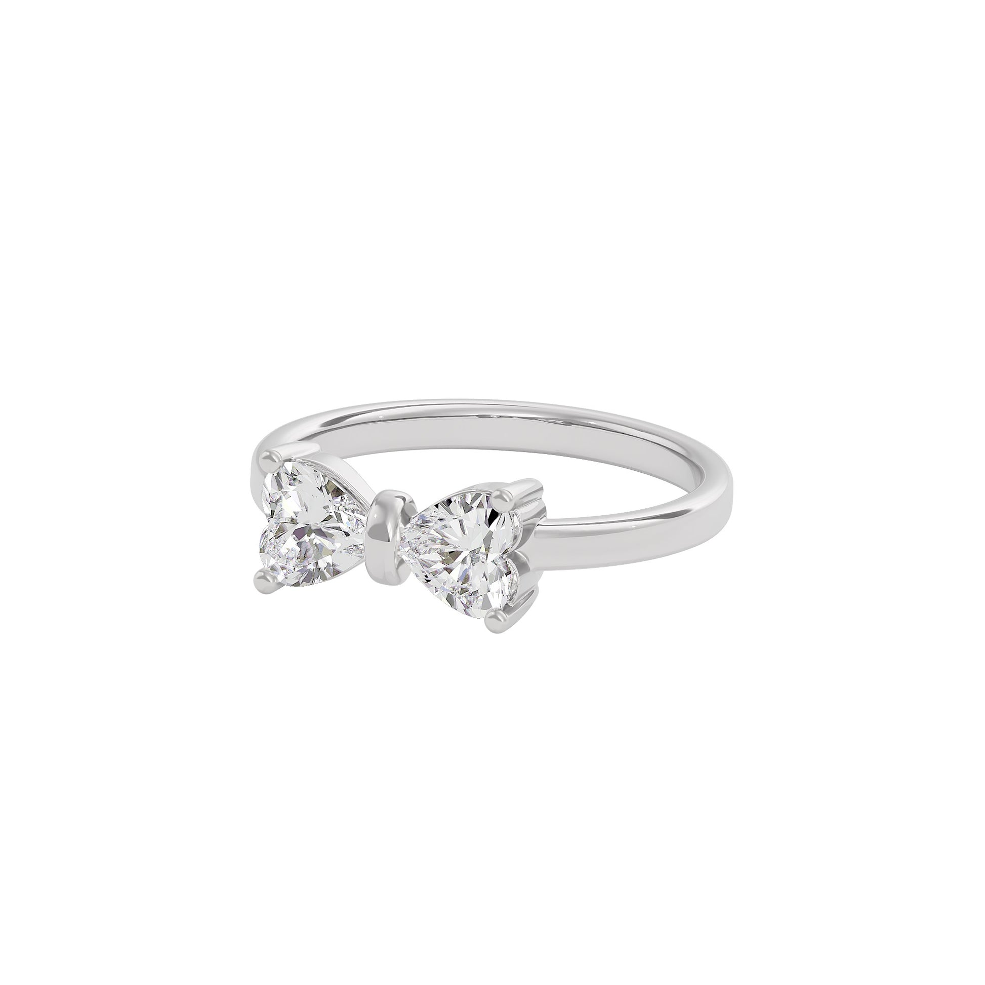 Crescent Heart Diamond Ring 18 KT / White Gold / 22