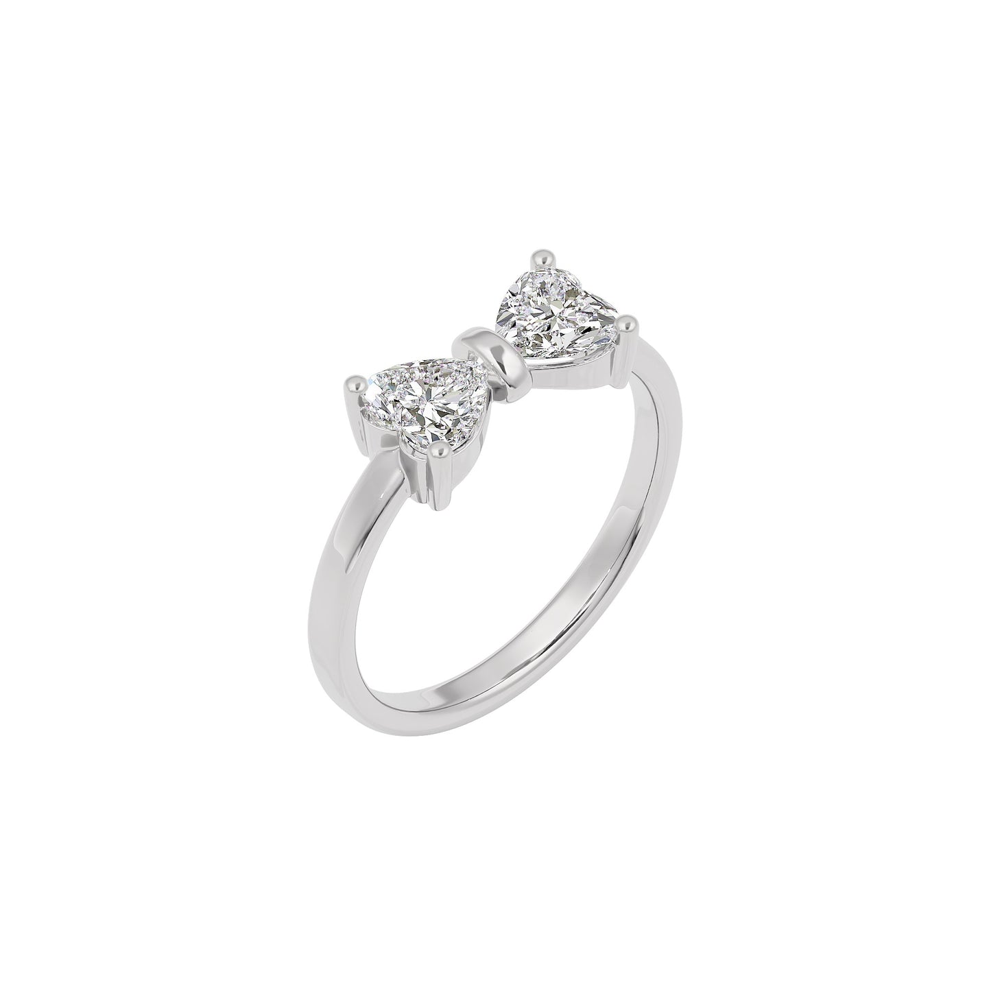 Crescent Heart Diamond Ring 18 KT / White Gold / 22